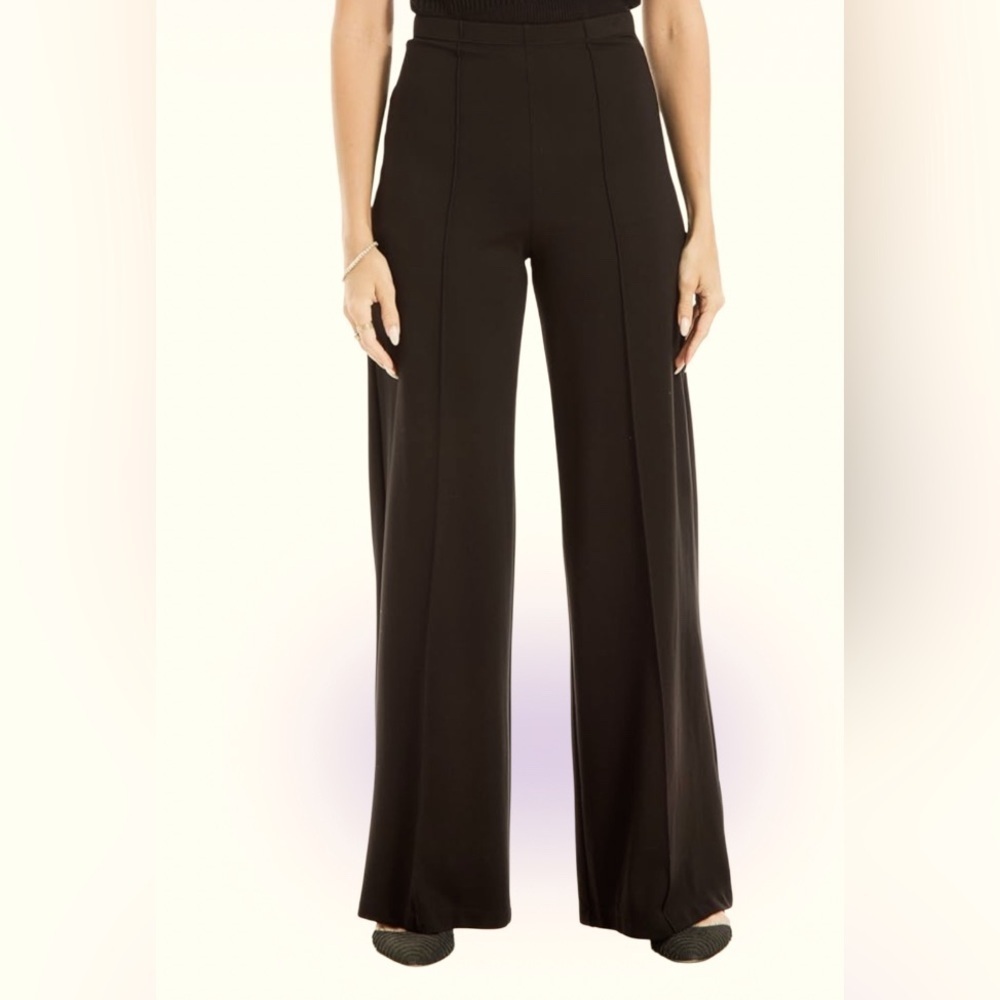 Max Studio Black Pintuck Wide Legs pleated dressy trousers size M